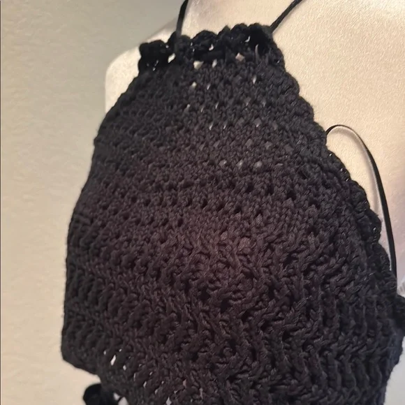 Black crocheted skirt/halter set - Picture 2 of 4